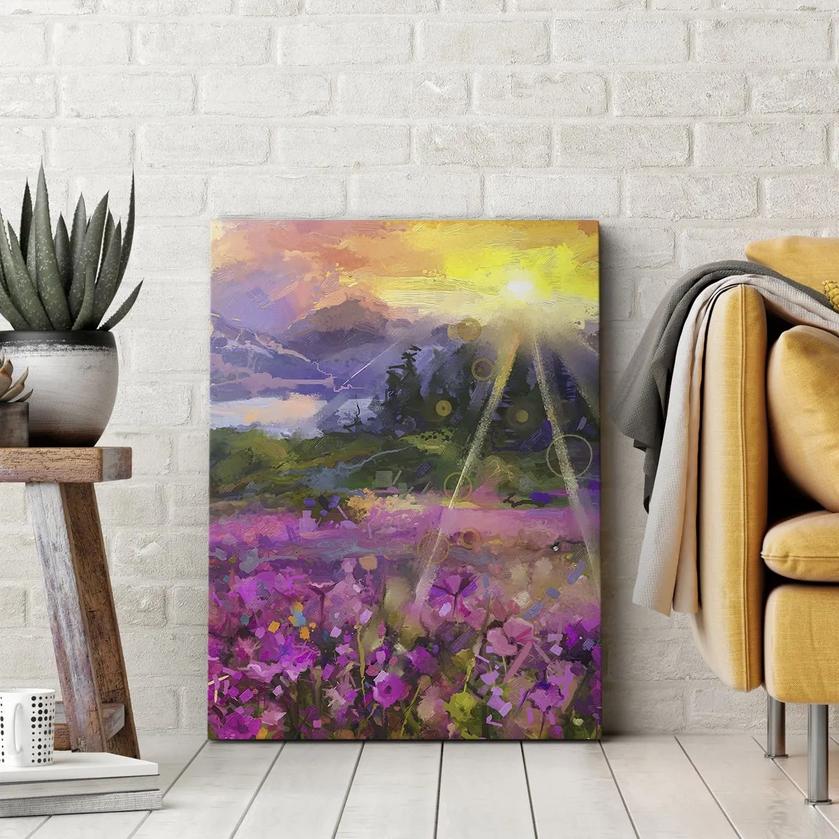 Quadro em tela - No vale sob os cuidados do sol - 45x80 cm