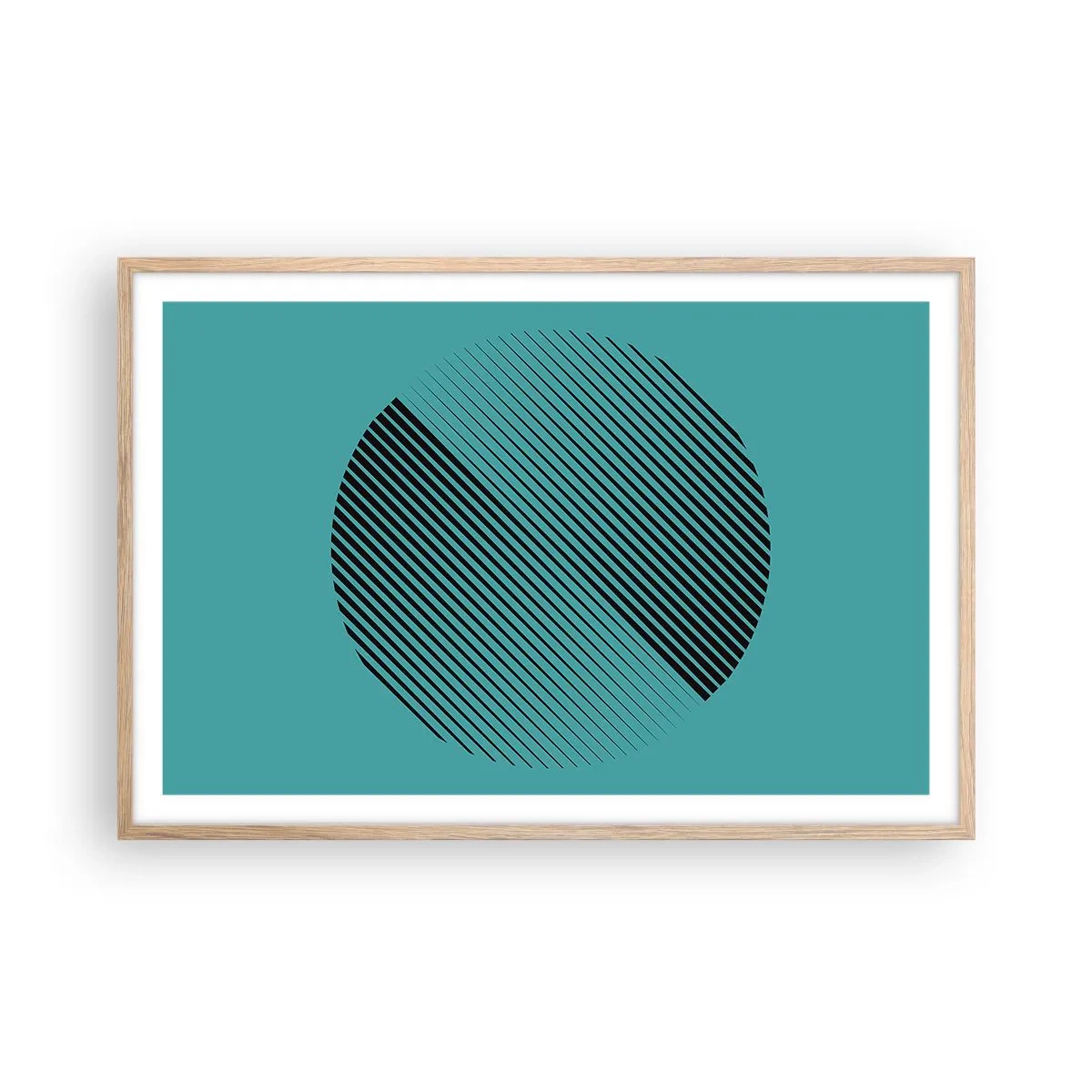 Pôster com moldura de carvalho claro - Círculo – uma variação geométrica - 91x61 cm