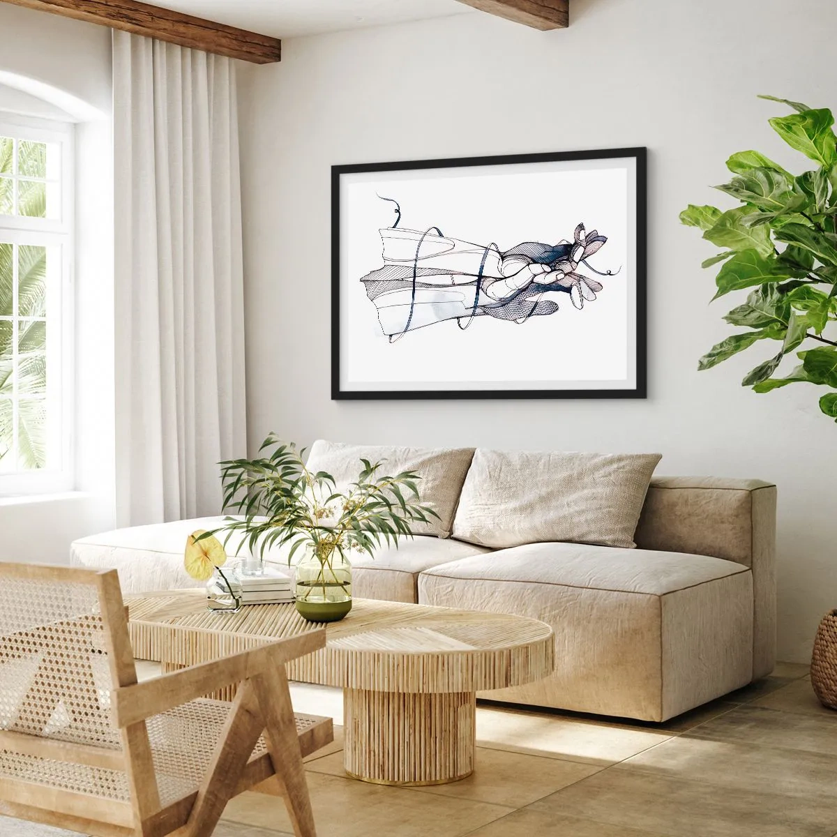 Pôster com moldura preta - Estudo do toque - 100x70 cm