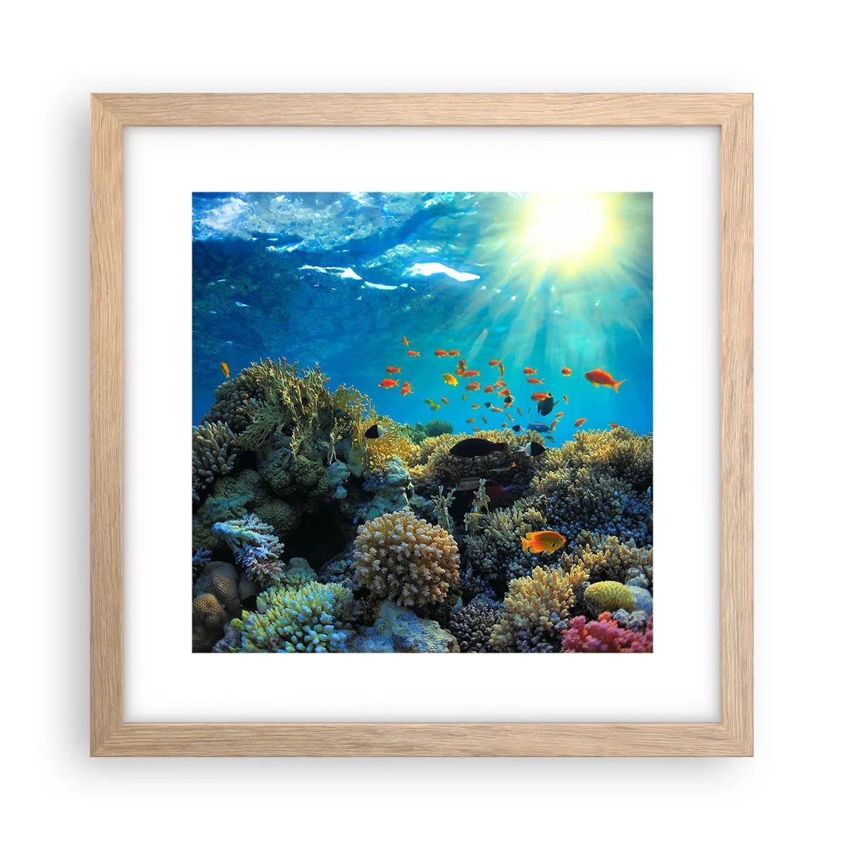 Pôster com moldura de carvalho claro - Tesouros subaquáticos - 30x30 cm