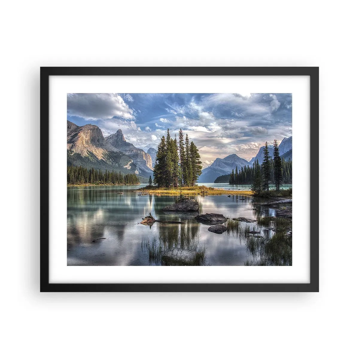 Pôster com moldura preta - Por águas grandes e límpidas… - 50x40 cm