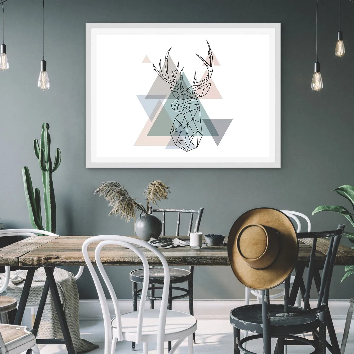 Pôster em moldura branca - Numa floresta geométrica - 70x50 cm