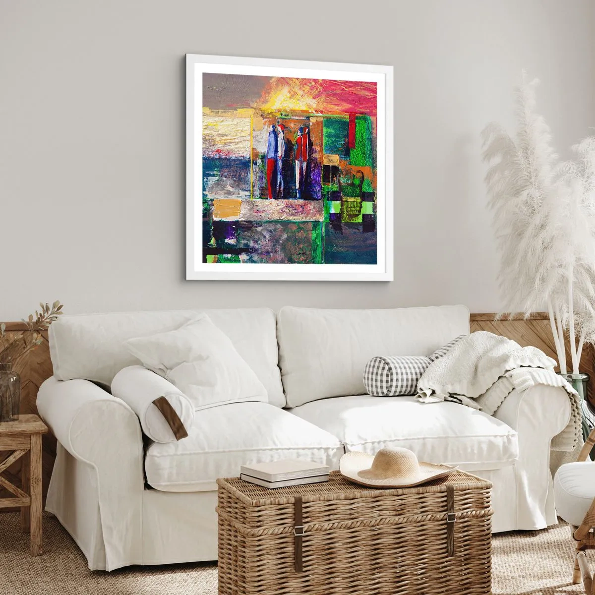 Pôster em moldura branca - Relacionamentos e emoções - 60x60 cm