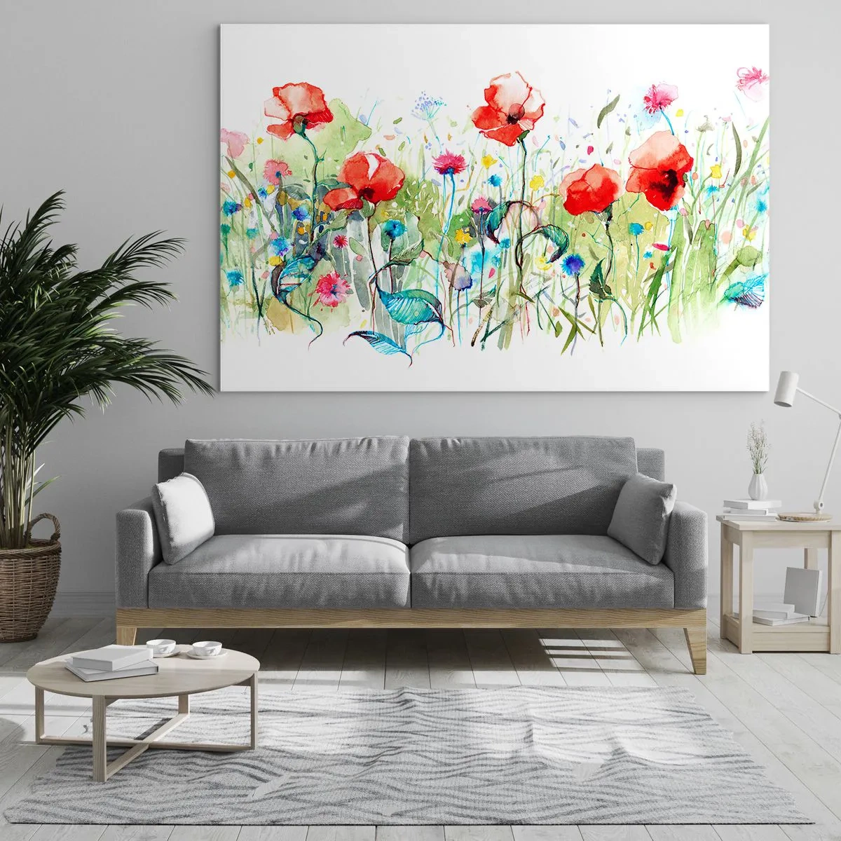 Quadro em vidro - Prado florido de maio - 100x70 cm