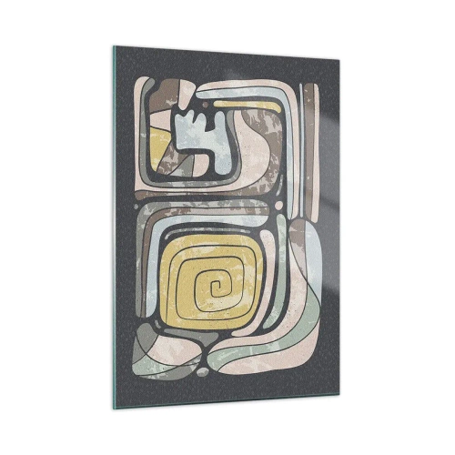 Quadro em vidro - Abstração no espírito pré-colombiano - 50x70 cm