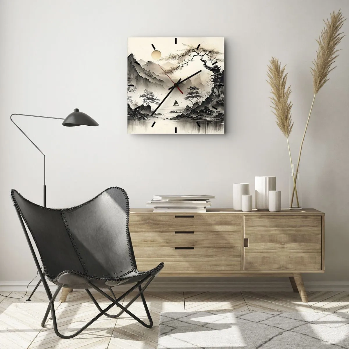 Relógio de parede - Relógio em vidro - O charme único do Oriente - 40x40 cm