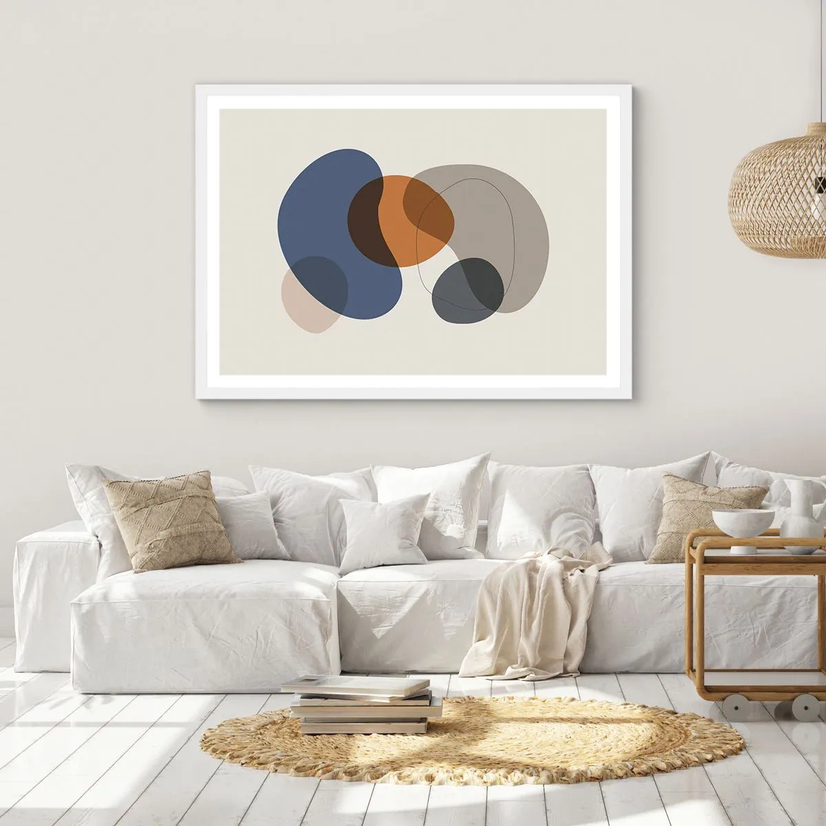 Pôster em moldura branca - Gotas de cor - 100x70 cm