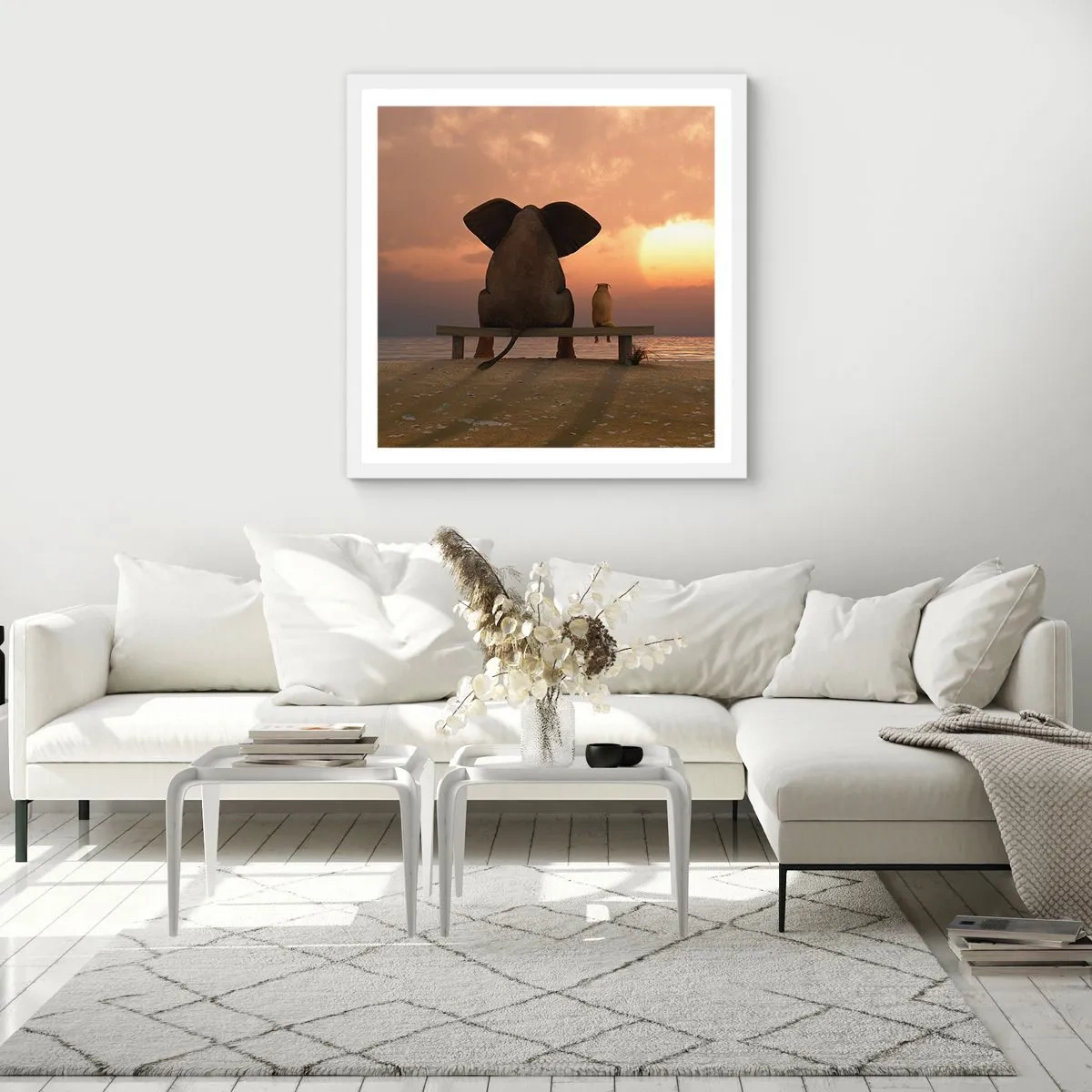 Pôster em moldura branca - Como é bom ficarmos em silêncio juntos - 60x60 cm