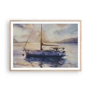 Pôster com moldura de carvalho claro - Noite na baía - 100x70 cm