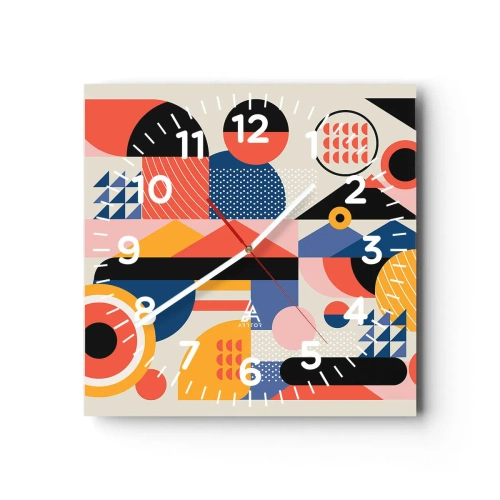 Relógio de parede - Relógio em vidro - Composição: brincar - 30x30 cm