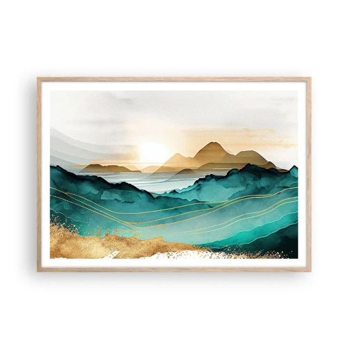 Pôster com moldura de carvalho claro - À beira da abstração – paisagem - 100x70 cm