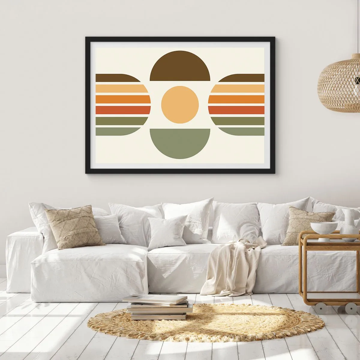 Pôster com moldura preta - Em tons terrosos - 100x70 cm