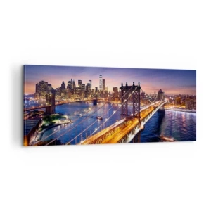 Quadro em tela - Uma ponte luminosa para o coração da cidade - 100x40 cm