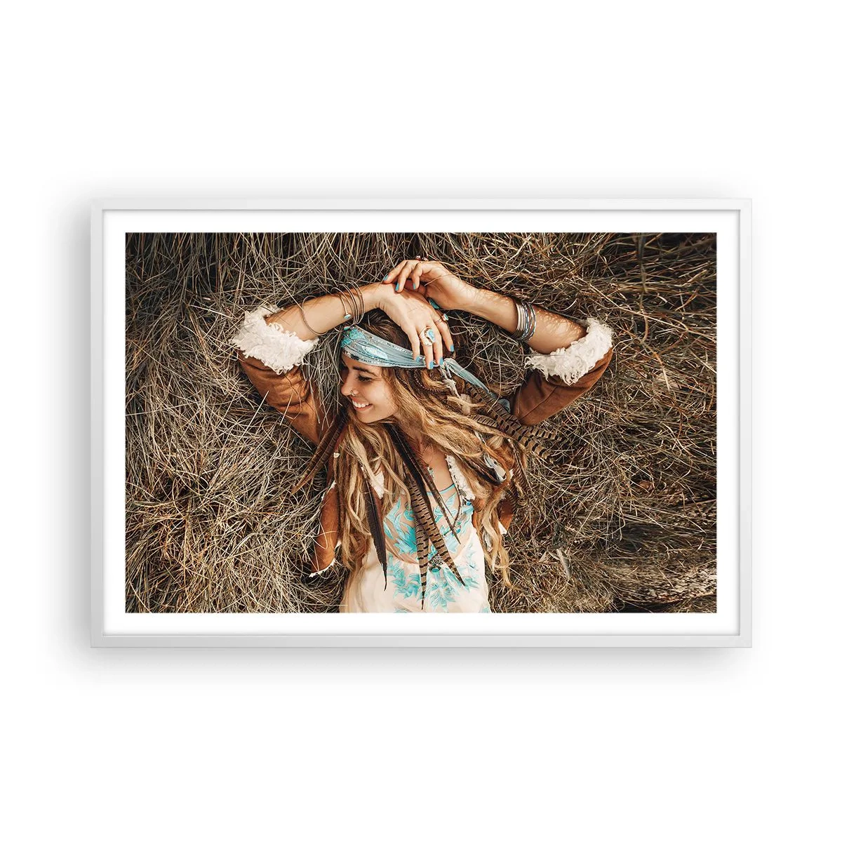 Pôster em moldura branca - A caminho do verão do amor - 91x61 cm