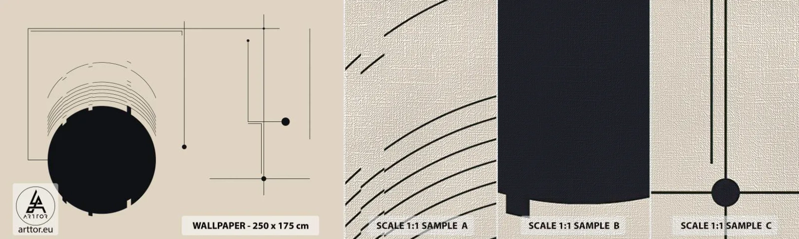 Amostra de papel de parede Premium Canvas - Composição flexível e dinâmica - Geométrico, Minimalismo, Estética - 100x30 cm