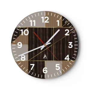 Relógio de parede - Relógio em vidro - Mosaico de bronzes e ouro - 40x40 cm