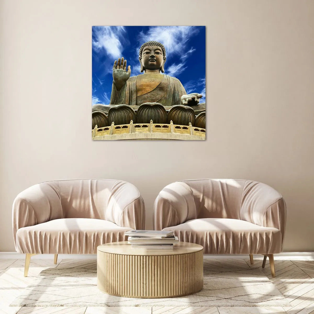 Quadro em vidro - Viva sem medo - 40x40 cm