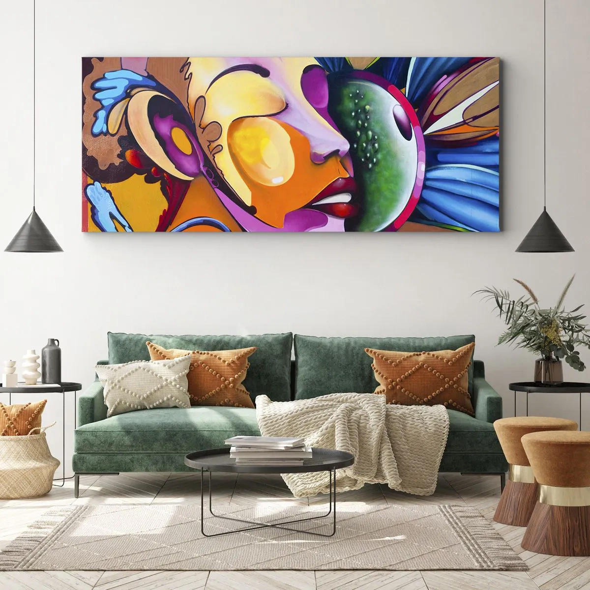 Quadro em tela - Toque de cor - 90x30 cm