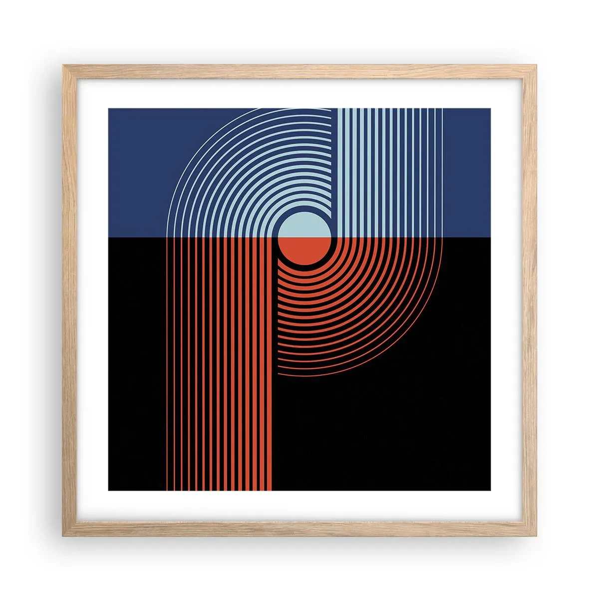 Pôster com moldura de carvalho claro - Num abraço geométrico - 50x50 cm