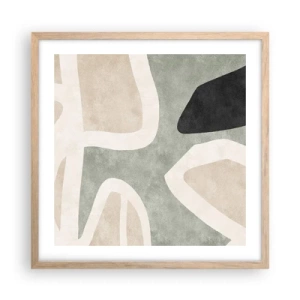Pôster com moldura de carvalho claro - Composição com motivo preto - 50x50 cm