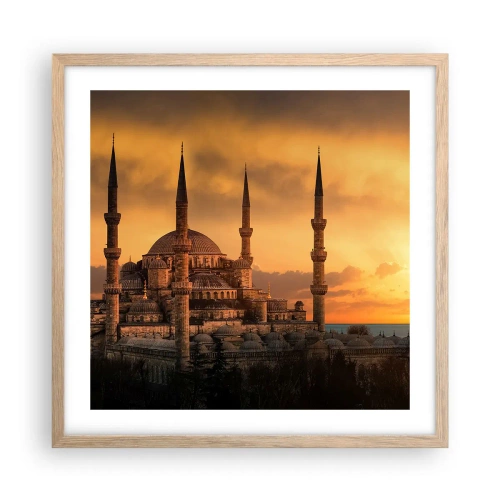 Pôster com moldura de carvalho claro - Deus é grande - 50x50 cm