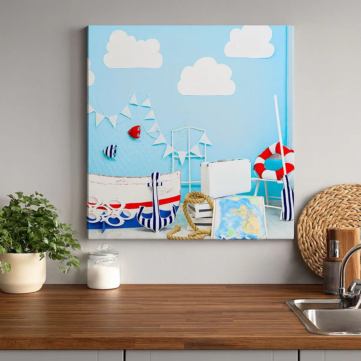 Quadro em tela - Saudade infantil da aventura - 30x30 cm