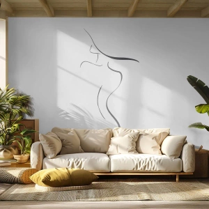 Papel de Parede Premium Sand - Elusiva como uma onda - Abstração, Corpo de mulher, Mulher de chapéu - 250x175 cm