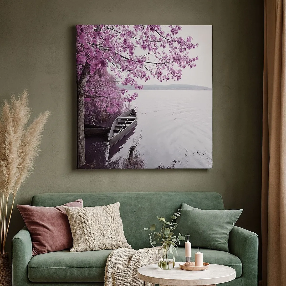 Quadro em tela - Em silêncio cor-de-rosa - 30x30 cm