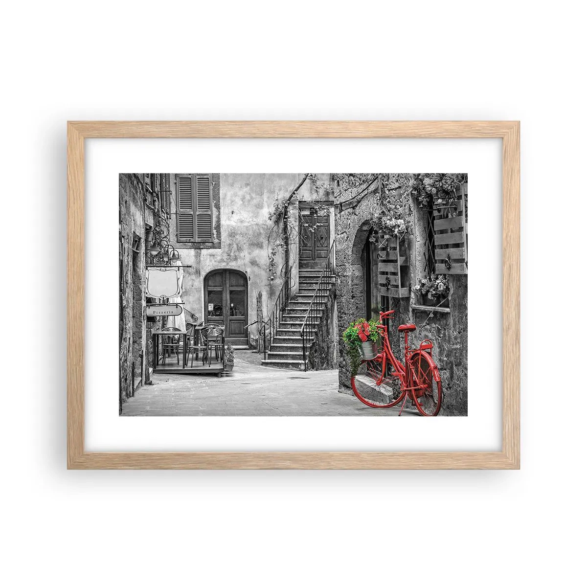 Pôster com moldura de carvalho claro - Beco da Toscana - 40x30 cm