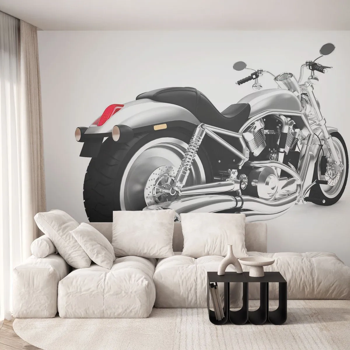Papel de Parede Premium Sand - O sonho de um colecionador - Automotivo, Moto, Helicóptero - 400x280 cm