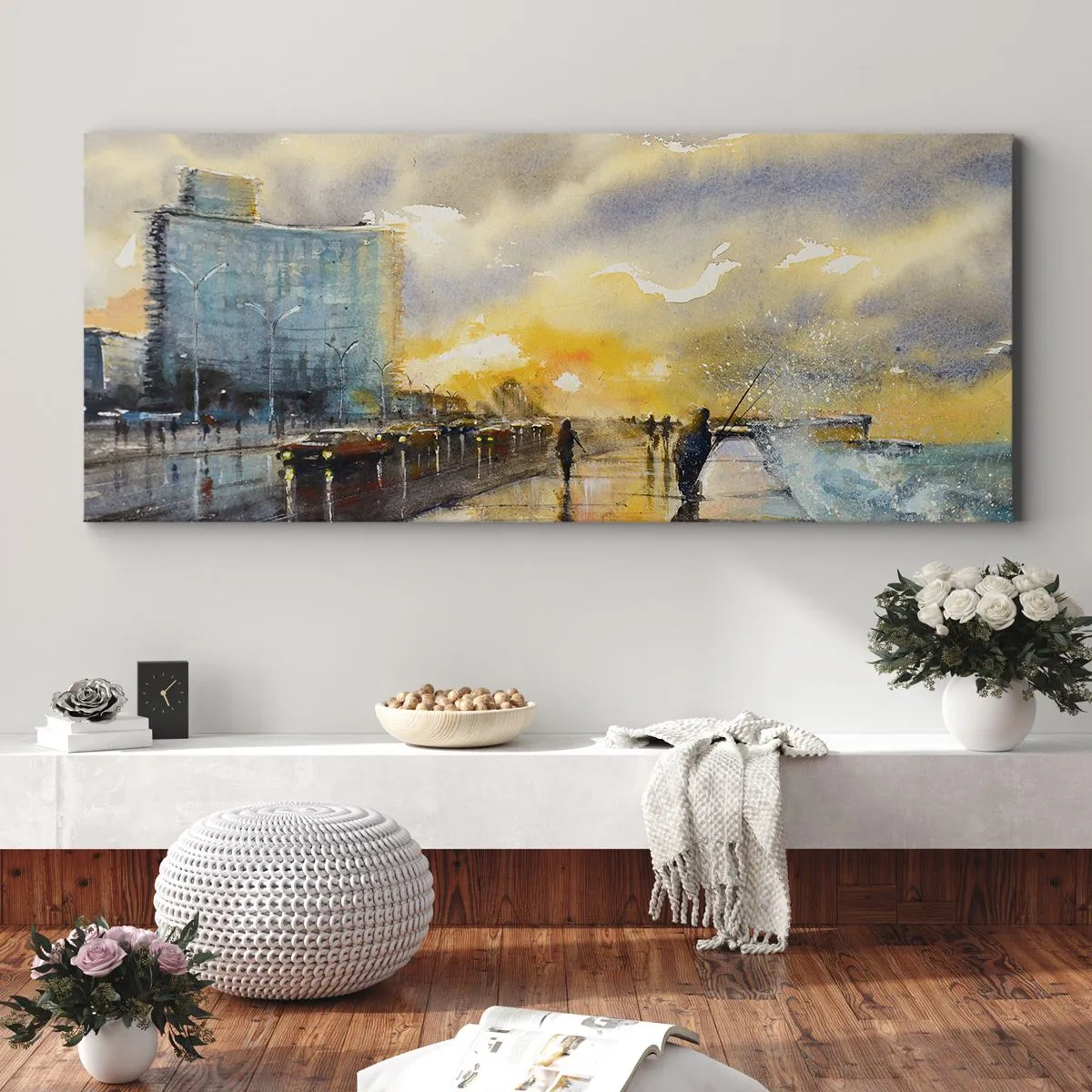 Quadro em tela - A vida na costa - 100x40 cm