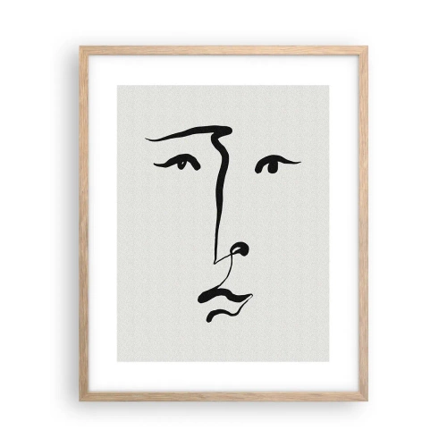 Pôster com moldura de carvalho claro - Retrato com uma linha - 40x50 cm