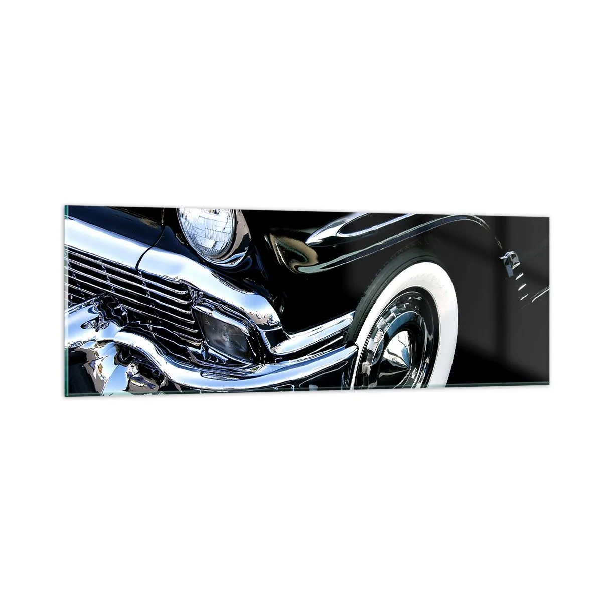 Quadro em vidro - Clássicos em prata, preto e branco - 90x30 cm