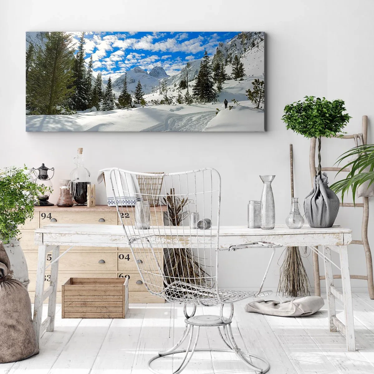 Quadro em tela - Na neve e ao sol - 160x50 cm