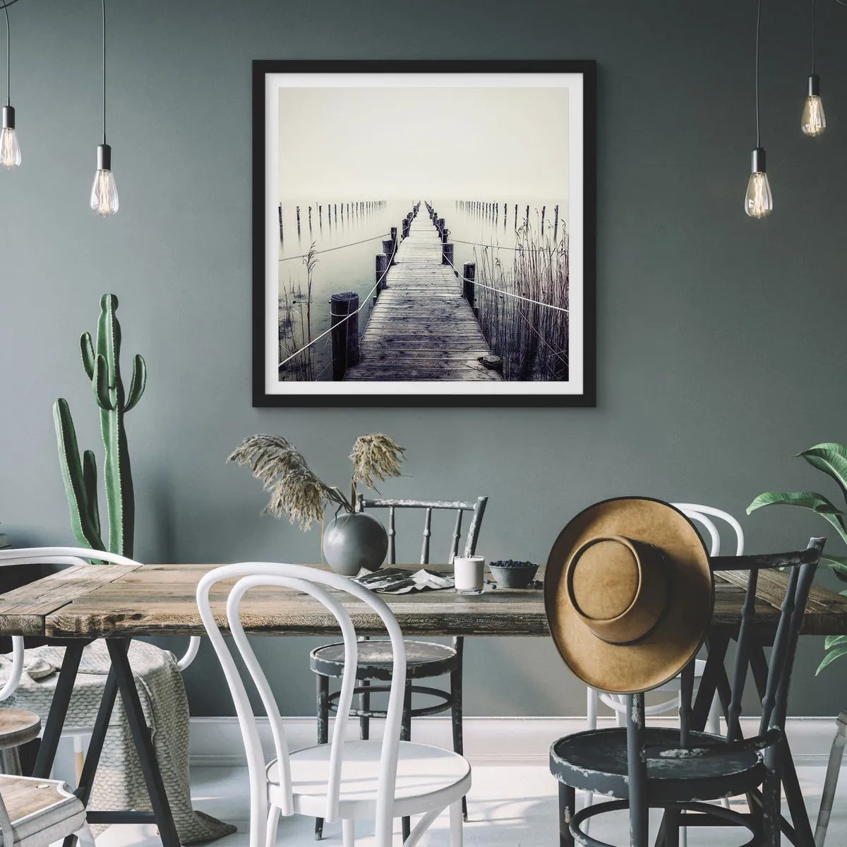 Pôster com moldura preta - Mergulhe em paz - 30x30 cm