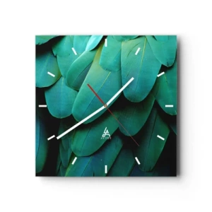 Relógio de parede - Relógio em vidro - Precisão de papagaio - 30x30 cm