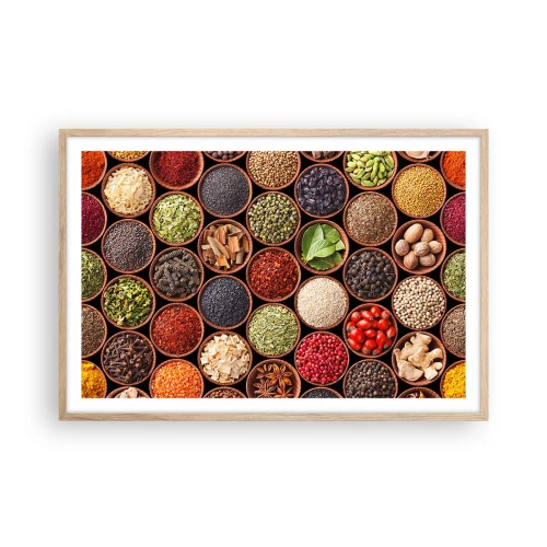 Pôster com moldura de carvalho claro - Todos os sabores do mundo - 91x61 cm