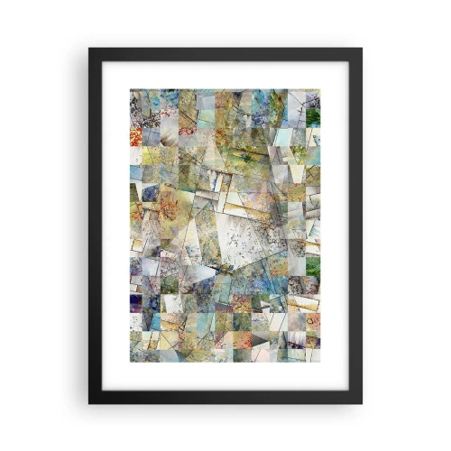 Pôster com moldura preta - Embaralhamento geométrico - 30x40 cm