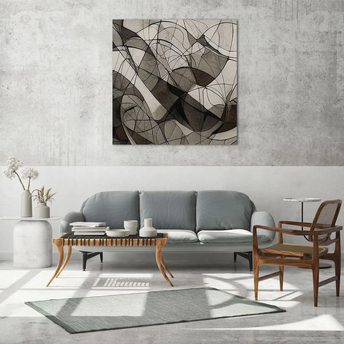 Quadro em vidro - Circulação das cores da terra - 40x40 cm