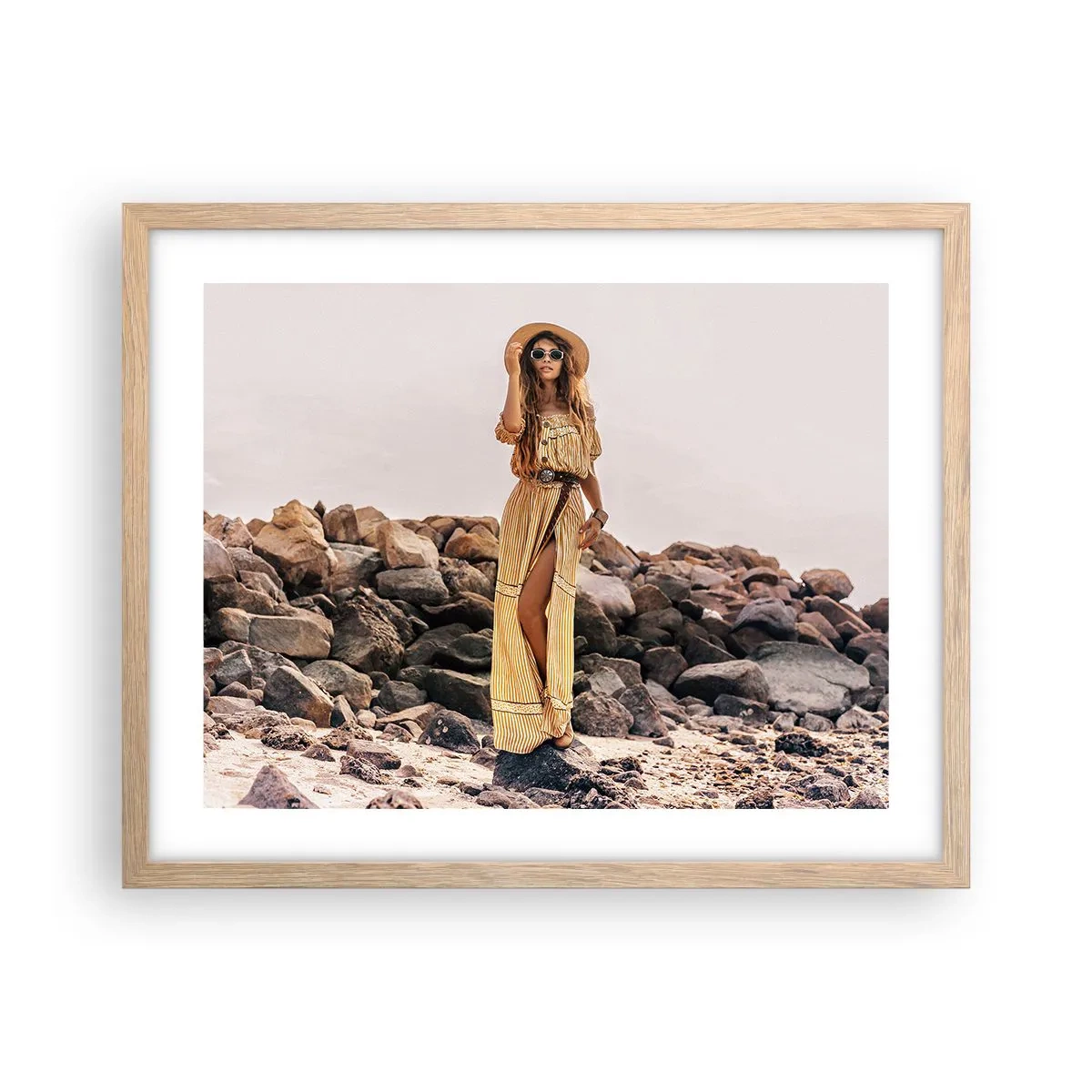 Pôster com moldura de carvalho claro - A magia das pedras - 50x40 cm