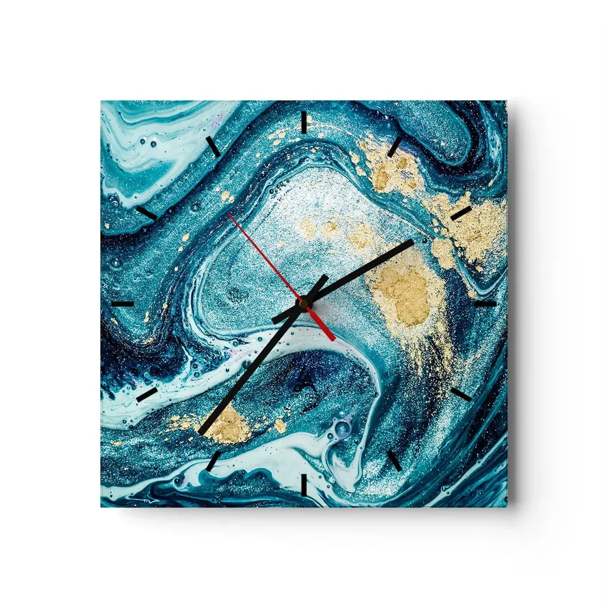 Relógio de parede - Relógio em vidro - Redemoinho azul - 30x30 cm
