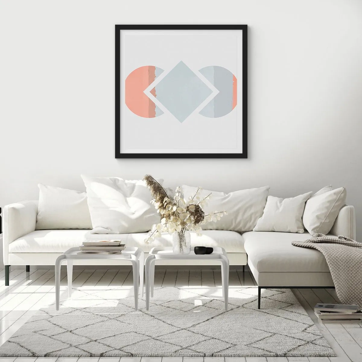 Pôster com moldura preta - A situação é clara - 60x60 cm