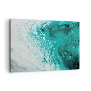 Quadro em tela - Derreter a branco e turquesa - 120x80 cm