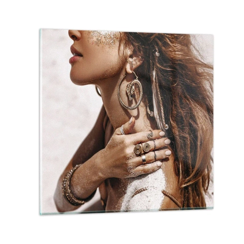 Quadro em vidro - A rainha da praia selvagem - 30x30 cm