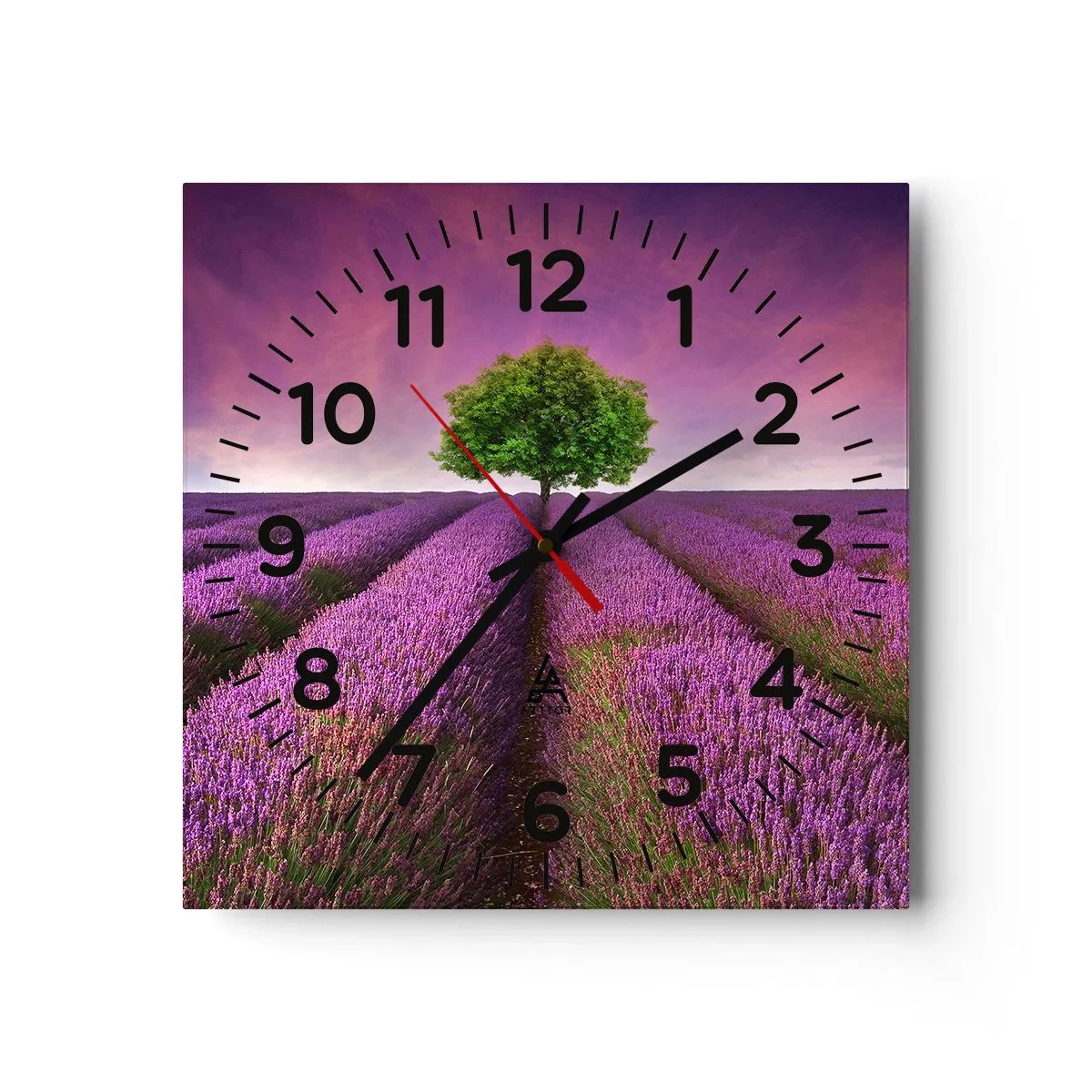 Relógio de parede - Relógio em vidro - Nos campos de lavanda - 30x30 cm
