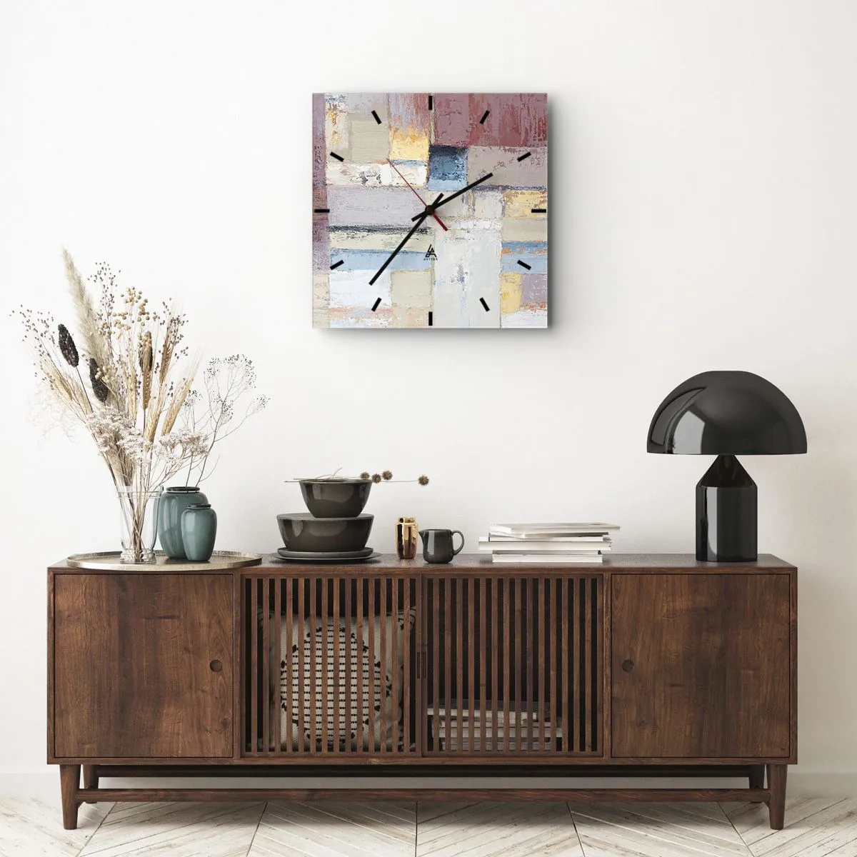 Relógio de parede - Relógio em vidro - A paz da geometria - 40x40 cm