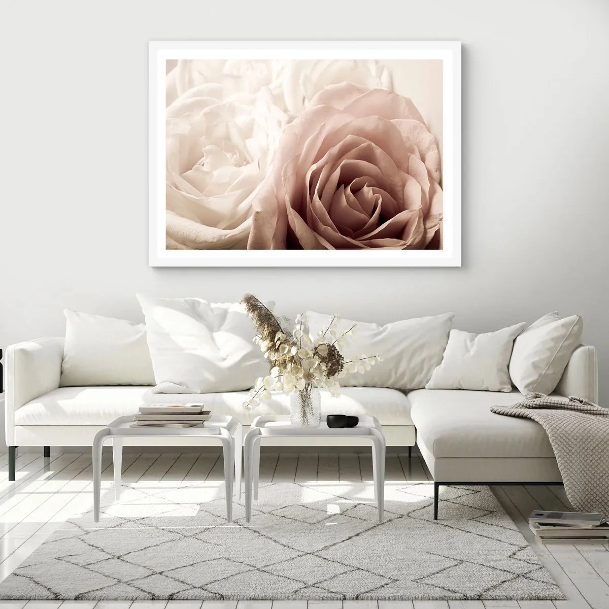 Pôster em moldura branca - No coração de uma rosa - 91x61 cm