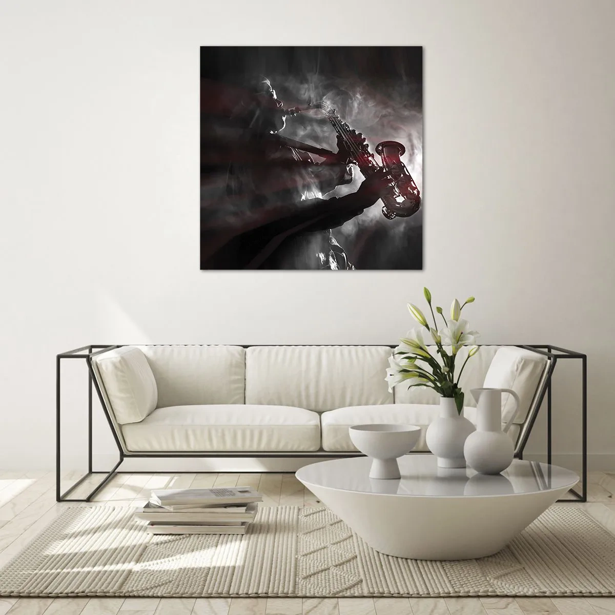 Quadro em vidro - Nos fumos do jazz - 30x30 cm