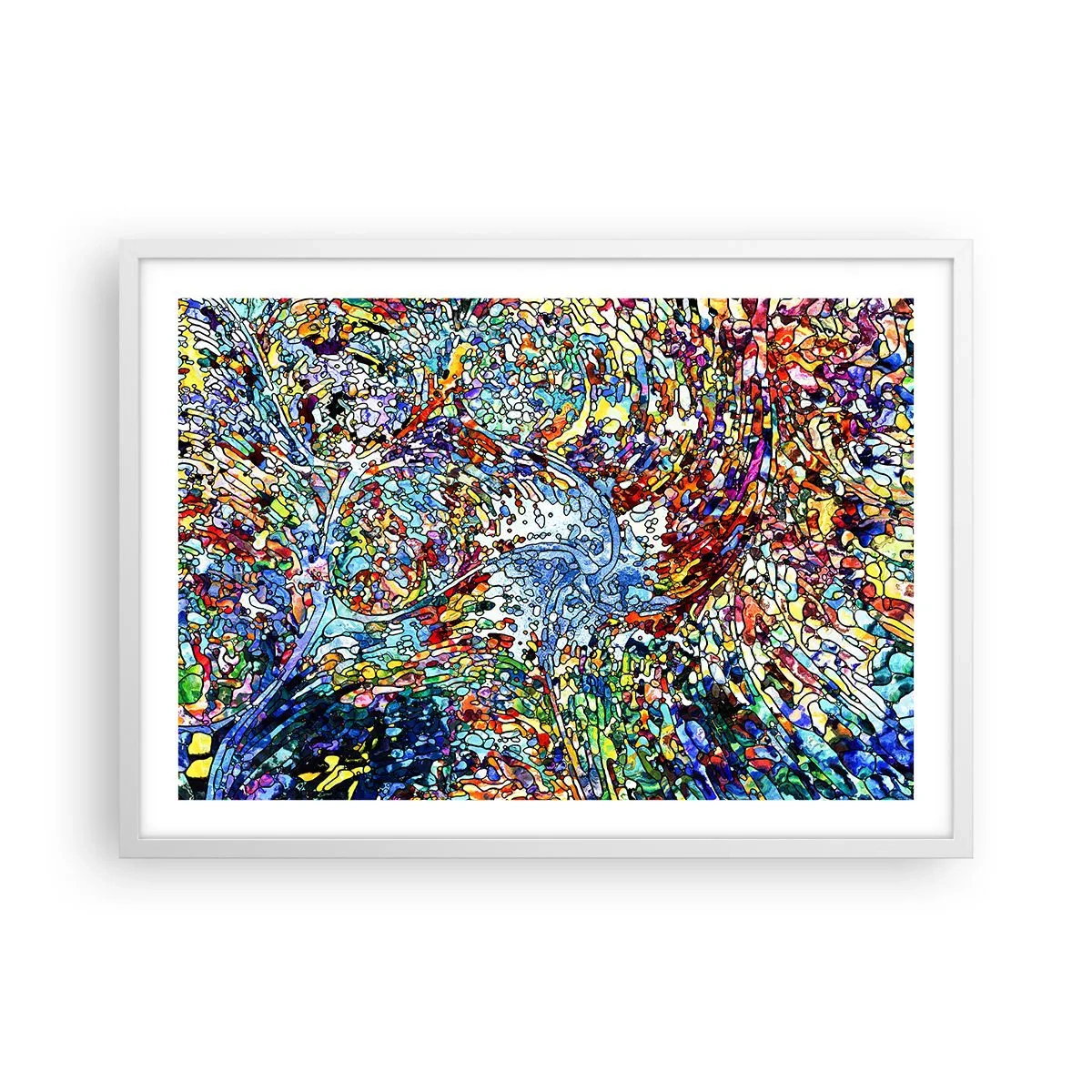 Pôster em moldura branca - Vitrais gotejantes - 70x50 cm