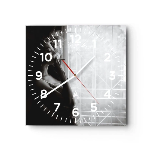 Relógio de parede - Relógio em vidro - Um momento sensual - 30x30 cm